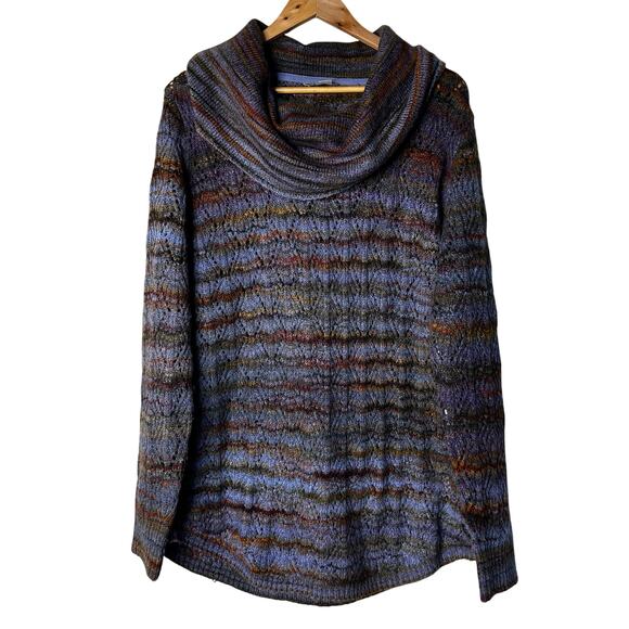 Royal Robins Sweater Striped‎ Open Knit Cowl Neck Round Hem Lilac Purple Size L - Picture 1 of 8